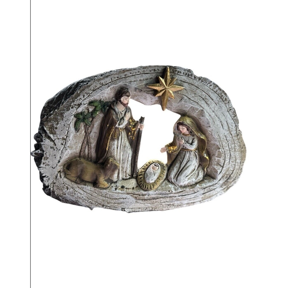 Ganz Nativity Scene Log Look Figurine Star of Bethlehem Christmas